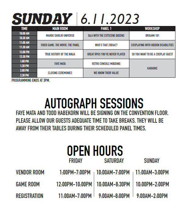 rocketcityanime's tweet photo. Hey everyone, just wanted to give a schedule update.
Todd's Sunday panel has been canceled and replace. the schedule online has been updated to reflect this.
#rocketcityanimecon2023 #animeconvention #Huntsville #rocketcity https://t.co/QgspIT43M0