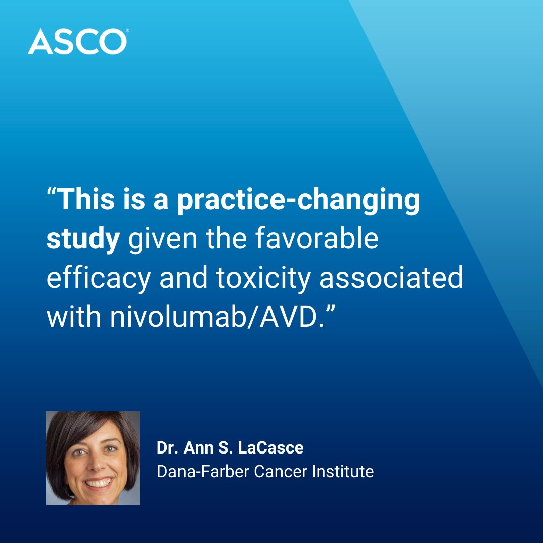 ASCO (@asco) on Twitter photo #ASCO23: SWOG-S1826 paves the way for nivolumab+AVD as new standard of care for advanced-stage Hodgkin lymphoma: fal.cn/3yO3a #ASCODailyNews <a href="/cityofhope/">City of Hope</a> <a href="/DrLaCasce/">Ann LaCasce, MD</a> #lymsm #ASCO23: SWOG-S1826 paves the way for nivolumab+AVD as new standard of care for advanced-stage Hodgkin lymphoma: fal.cn/3yO3a #ASCODailyNews <a href="/cityofhope/">City of Hope</a> <a href="/DrLaCasce/">Ann LaCasce, MD</a> #lymsm