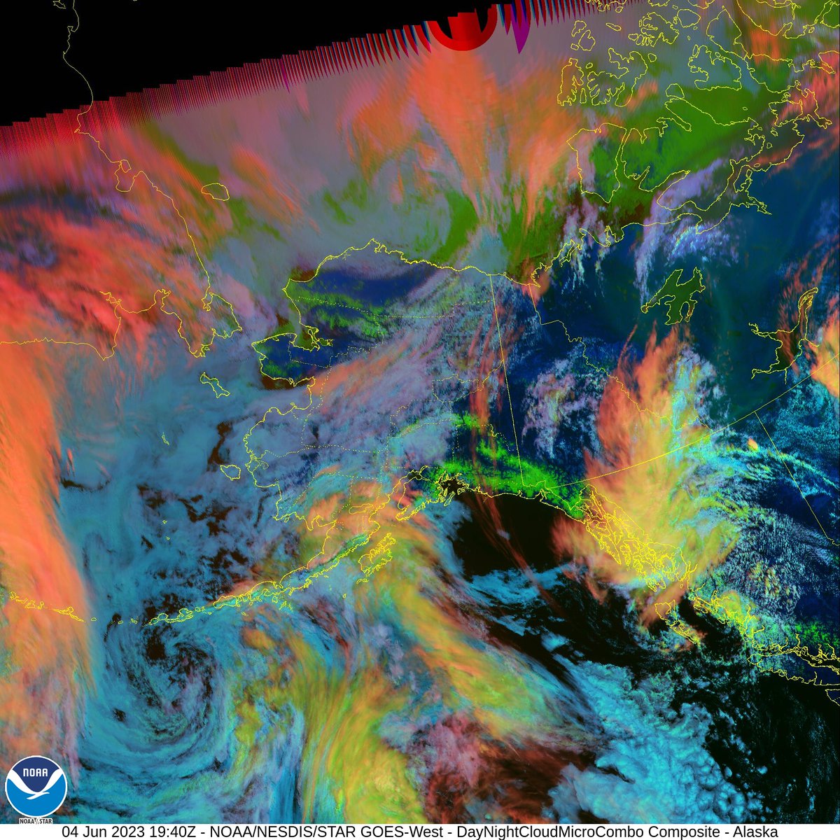 GOES16-Viewer Jun04- Bristol Bay County and Bristol Bay-ALASKA Imagen Producto RGB Micro-fisica Dia y Noche.