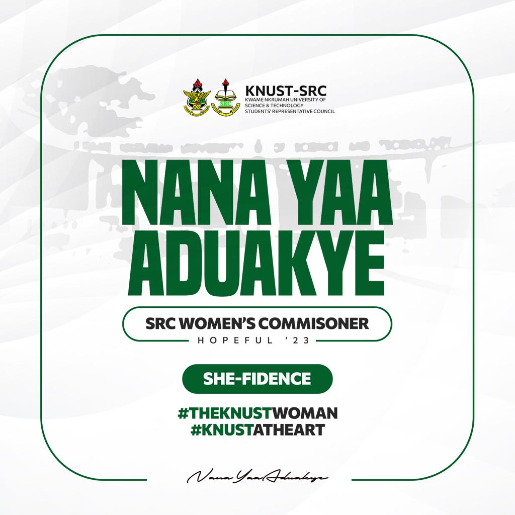 AsafoAg95143811's tweet photo. NANA YAA ADUAKYE FOR SRC WOMEN’S COMMISSIONER ‘23 ‘ WITH *SHE-FIDENCE* , WE CAN 🔥🔥🔥🔥🔥  #SHE-FIDENCE  #NANAYAA 23 #THEKNUSTWOMAN https://t.co/op295J7Jf4