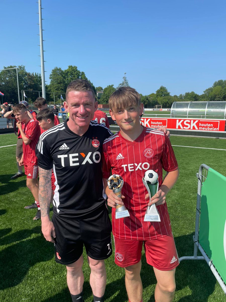 AberdeenFCYouth's tweet photo. Few more pictures from today’s celebrations at the U15 OSM 75 Tournament in Holland. Well done to all players, staff and supporters. Special mention to Joseph who earned the tournament’s Top Scorer award. #YoungDonsInEurope 🇳🇱 https://t.co/0tNwoREOdo