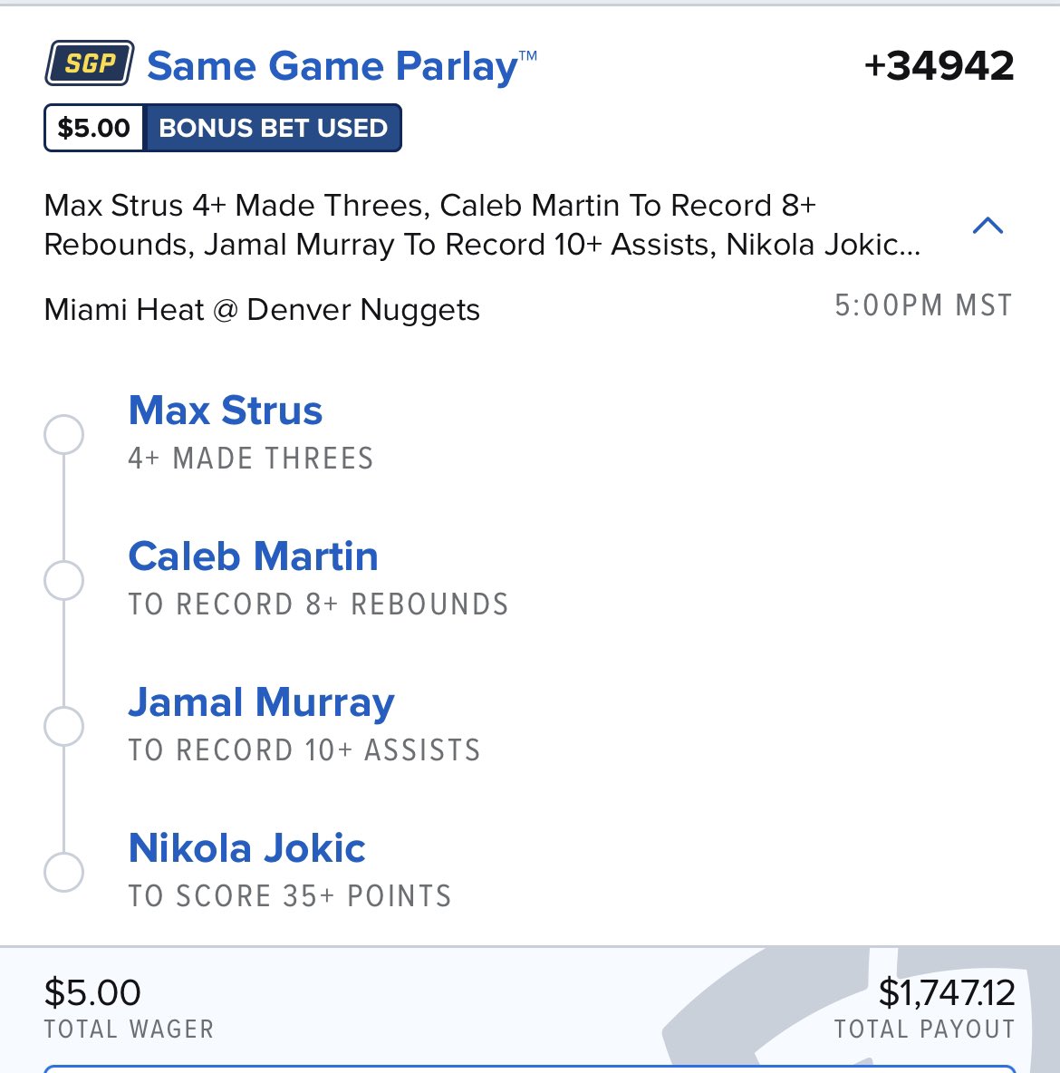 JayOkayfb's tweet photo. Game 2 NBA Finals - lotto parlay 🤞

#NBAFinals #parlay https://t.co/sYUXVLUVCd