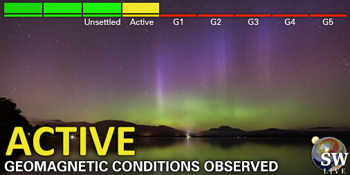 Active geomagnetic conditions (Kp4)
Threshold Reached: 20:59 UTC
Follow live on spaceweather.live/l/kp