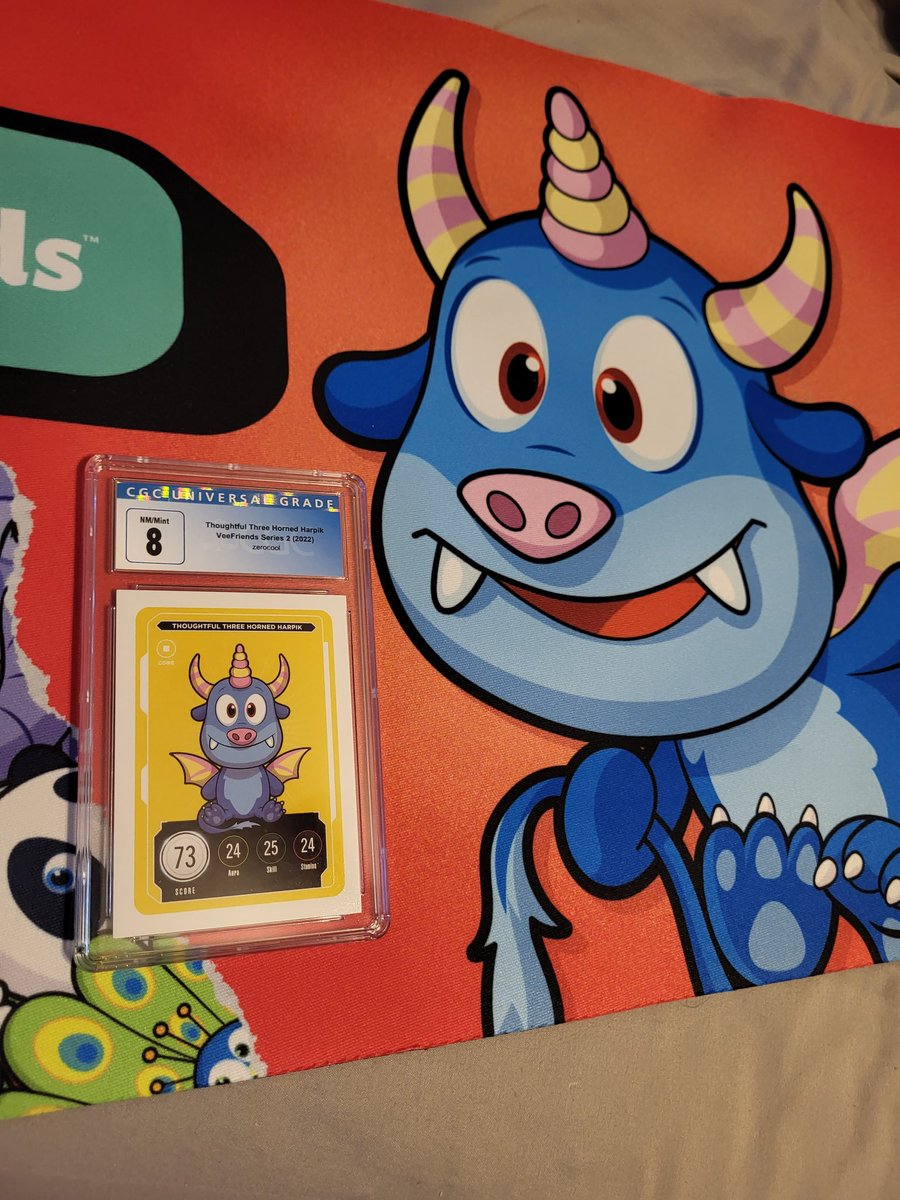 Just crossed 1k twitter followers. As a small thank you I'd love to gift this CGC8 harpic card to someone following me. (Mat not included)

comment a Veefriends GIF in the comments and I'll randomly select someone in the next 24hr. 
Will DM winner to obtain shipping address.