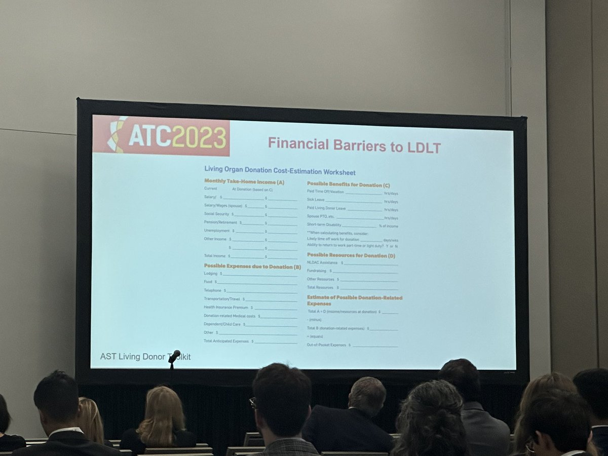 Madhukar Patel from @UTSW_Surgery discussing financial burden in LDLT. Highlights the important need for financial assistance programs in donors and recipients! #ATC2023SanDiego @docamitgs @LisaVWMD @NnekaUfereMD @DrMichelleJesse @AST_PSECOP @AST_info