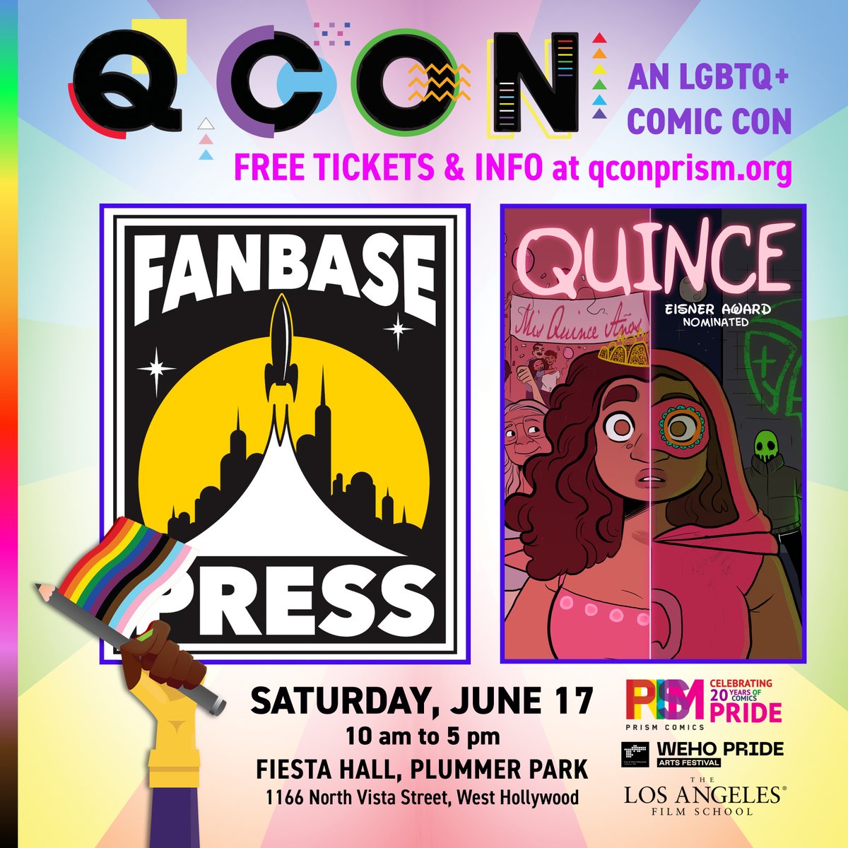 @Fanbase_Press will be at #QCon2023! Pick up their great #lgbtqcomics titles like #Quince and #FourColorHeroes June 17 at #PlummerPark in @WestHollywood! #FreeAdmission #indiecomics #comicconvention