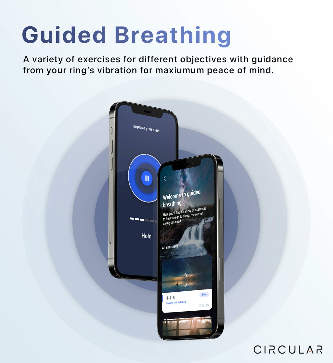 circularing's tweet photo. Take a deep breath and relax with our smart ring's guided breathing feature.
With a variety of exercises for different objectives, our smart ring provides personalized guidance to help you relieve stress and boost your overall well-being.
#Breathing #WearableTech #CirculaRing https://t.co/utzAdneRVN