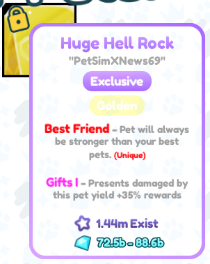 Pet Simulator News on X: Golden Huge Hell Rock RAP just dropped from 101b  to ~88.6b. Probably due to the recent changes! #PetSimulatorX #PSXInflation   / X