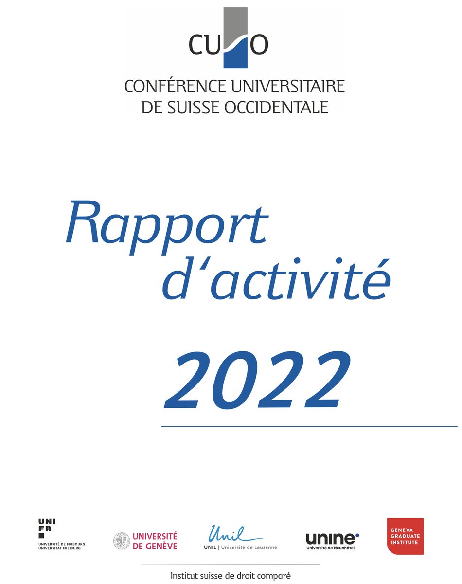 CUSO (@cuso_phd) on Twitter photo Le rapport d'activité 2022 de la #CUSO est paru!
Vous y trouverez un aperçu de l'éventail vivant et toujours renouvelé des activités de formation doctorale offertes par les universités de Suisse romande!
📃➡️ cuso.ch/fileadmin/cuso…
<a href="/unifr/">Uni Fribourg</a> <a href="/UNIGEnews/">Université de Genève</a> <a href="/unil/">Université de Lausanne</a> <a href="/unifr/">Uni Fribourg</a> <a href="/GVAGrad/">Geneva Graduate Institute</a> Le rapport d'activité 2022 de la #CUSO est paru!
Vous y trouverez un aperçu de l'éventail vivant et toujours renouvelé des activités de formation doctorale offertes par les universités de Suisse romande!
📃➡️ cuso.ch/fileadmin/cuso…
<a href="/unifr/">Uni Fribourg</a> <a href="/UNIGEnews/">Université de Genève</a> <a href="/unil/">Université de Lausanne</a> <a href="/unifr/">Uni Fribourg</a> <a href="/GVAGrad/">Geneva Graduate Institute</a>