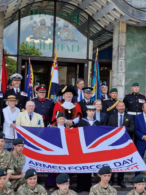 We marked the start of #ArmedForcesWeek with our City's Flag Raising @AFDPlymouth, @RNReserve, @BritishArmy, @RoyalAirForce, @ACFDevon, @aircadets, @plymouthcc #federationofexservicesplymouth