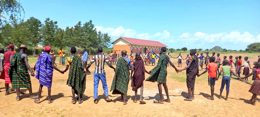 STFUganda's tweet photo. Happening Now: Make A circle..Circle!!!
Our team is  in Morungamion, Nabilatuk district for an SRHR outreach under #NORAD Leave No One Behind Project funded by @savechildrenug . 

Young people will learn about their body changes, HIV, MHM. https://t.co/B4RFQqjwB7