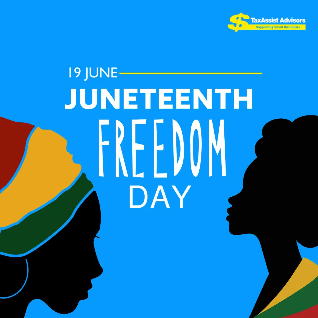 ✨ Happy #Juneteenth! 🎉 Today we celebrate freedom and the emancipation of enslaved African Americans. Let's honor their resilience and remember the importance of equality. 🌍

#EmancipationDay #FreedomDay #Unity #Equality #Juneteenth2023 #TaxAssistAdvisors #Blackbusinessowner