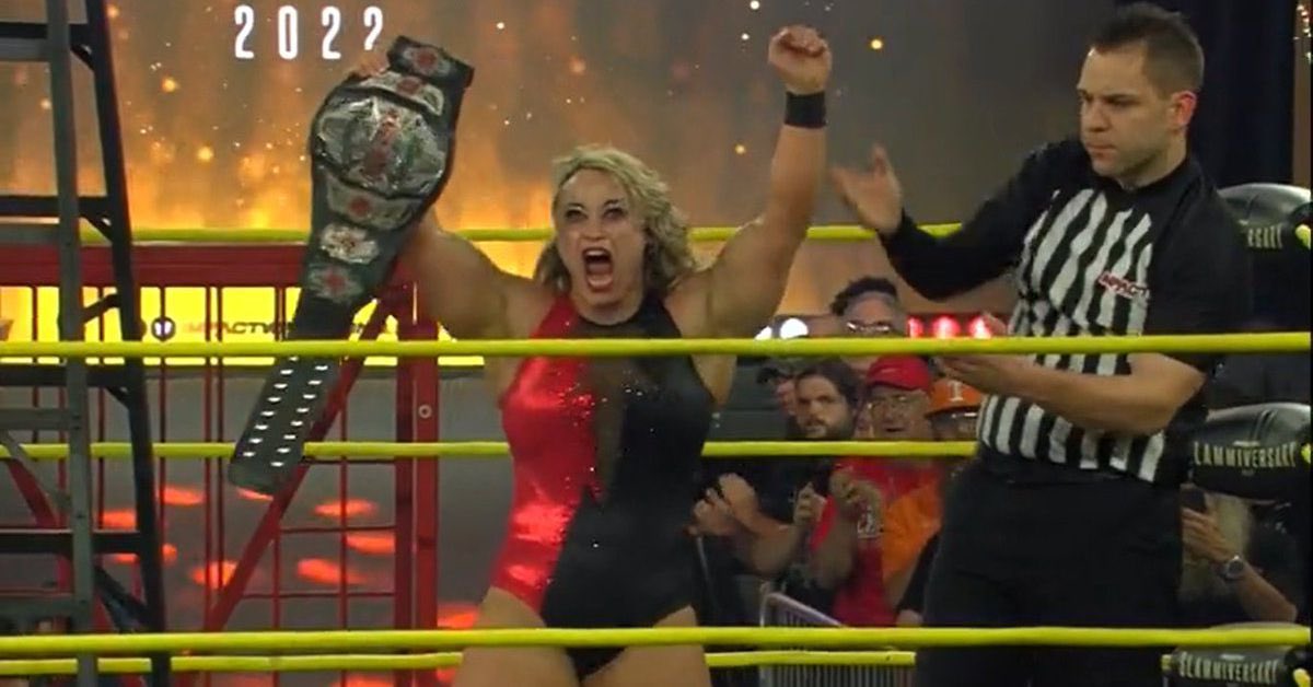 1 Year Ago Today At Slammiversary 2022 @RealTSteelz Versus @ImChelseaGreen Versus @DeonnaPurrazzo Versus @JordynneGrace Versus @MiaYim For The Knockouts Championship