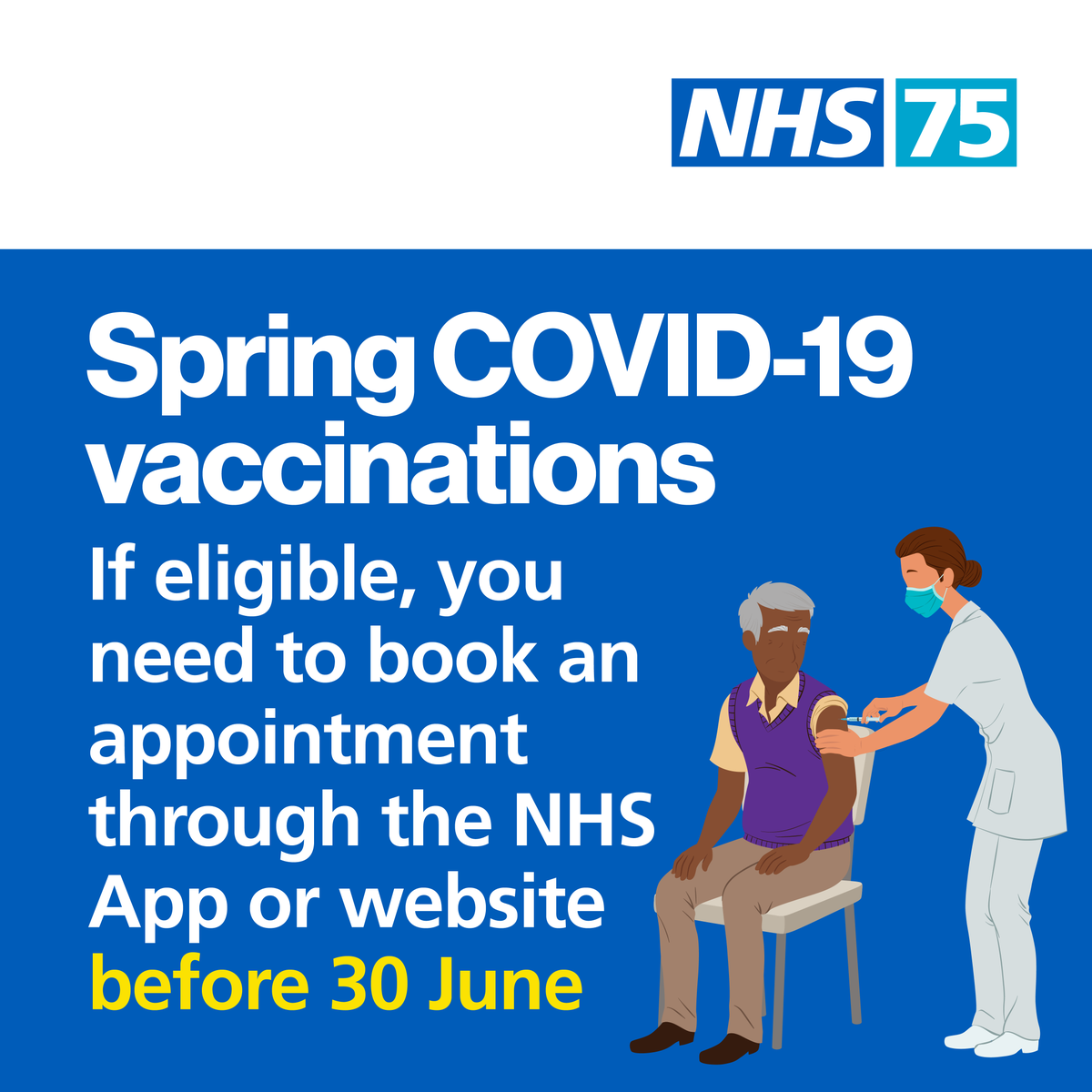 🗓️Book your Spring Booster now before the offer ends on 30 June!

People aged 75 or above, or those with a weakened immune system, can get their spring COVID-19 vaccine until 30 June.

💉Walk in clinic availability across the region can be found at👉shorturl.at/eotvM
