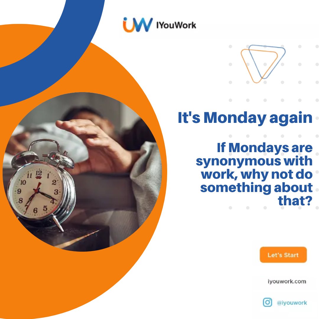 Monday is here again.

Here at iYouWork, we allow you to choose your own shifts, so that you can keep Mondays free if you choose to do so.

#iyouwork #projectmanager #londonjobs #jobsinlondon #jobsearch #jobseekersuk #ukjobs #freelance #freelancers #flexiblework #jobs2023