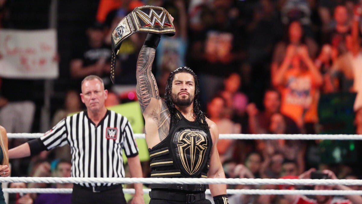 WrestleOps's tweet photo. 7 years ago today, all 3 Shield members would hold the @WWE championship in the same night at #MITB. 

- Roman Reigns walked in as Champion
- Seth Rollins defeated Reigns to become Champion
- Dean Ambrose cashed-in MITB on Seth to become Champion 

A poetically iconic night. https://t.co/95nEEvT33H