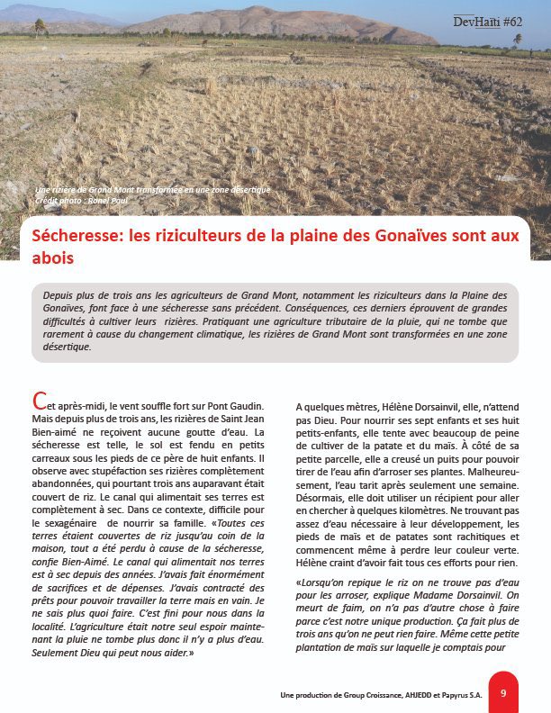 hubvictor's tweet photo. #Dev62
🔴Sécheresse : les riziculteurs de la plaine des Gonaïves sont aux abois
Téléchargez le lien du 62 e numéro de DevHaïti et lisez l’article👇
https://t.co/AeMH8eQt0r… https://t.co/csN4dowS9A