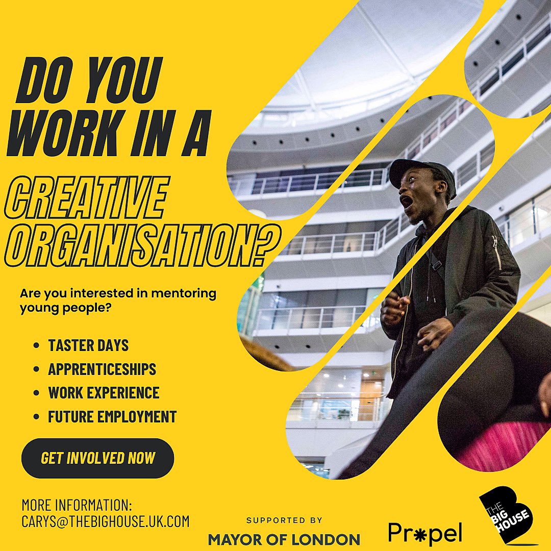 BigHouseTheatre's tweet image. We are delighted to announce that we are one of the recipients of the @mayorofldn ‘New Deal For Young People’ funding. @PropelLondon 
As part of this we are looking to develop partnerships with creative organisations/individuals. Carys@thebighouse.uk.com 📥
#newdealforyoungpeople