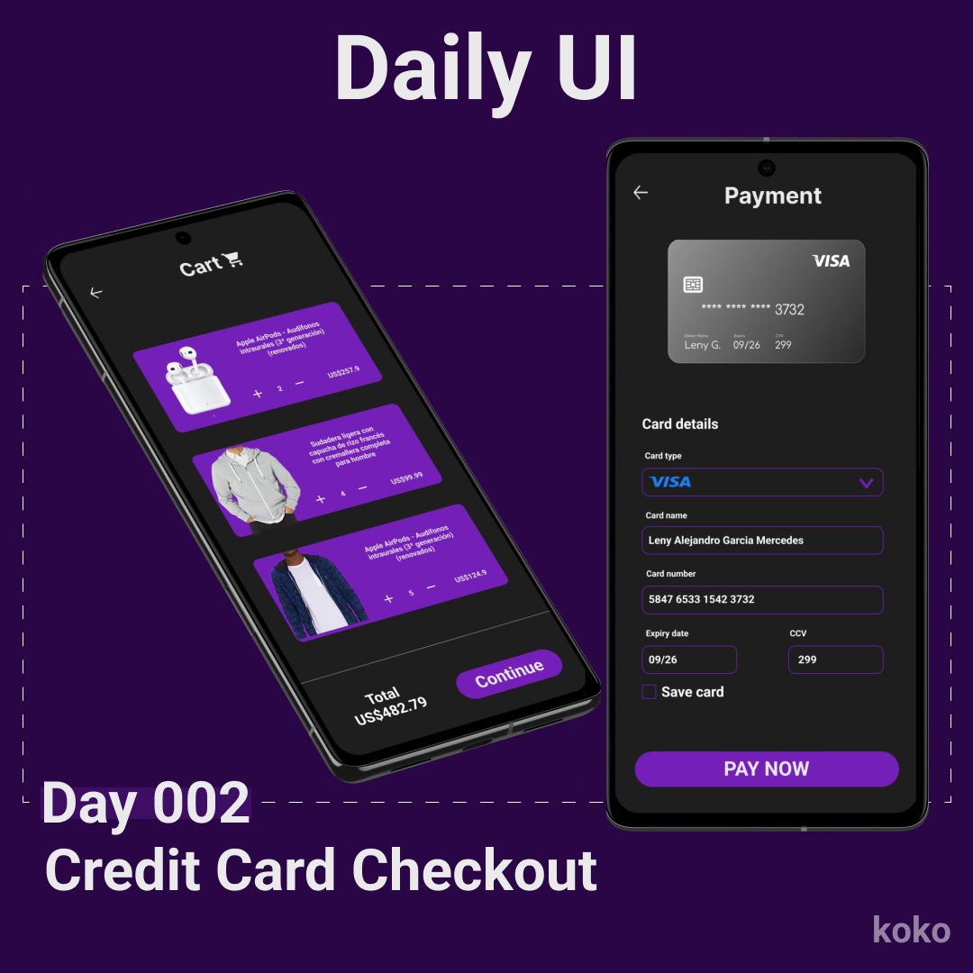 Daily UI challenge Day 002 - Credit Card Checkout
#uidesign #dailyuichallenge #productdesign #uiux #designchallenge