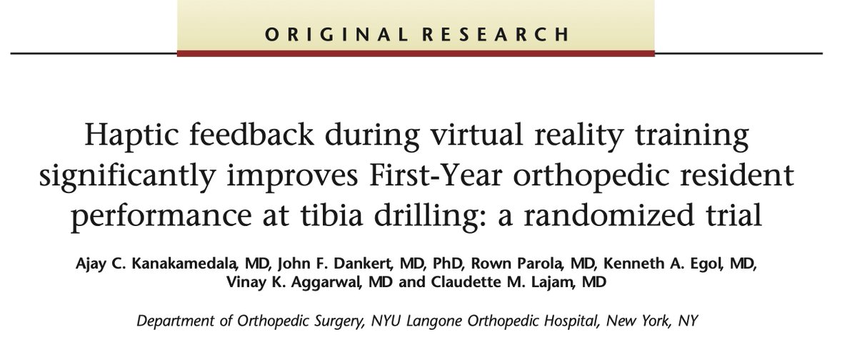orthochick's tweet image. Preview: Haptics Matter for surgical trainees using virtual reality tools.  #orthotwitter @FundamentalVr @NYUARResearch @nyulangoneortho