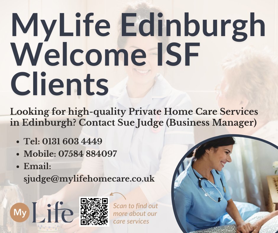 MyLifeEdinburgh's tweet photo. Reminder - we welcome ISF clients to our Edinburgh care service✅

Interested in finding out more about what we can offer you? Contact Sue Judge (Business Manager) at

📞Tel: 0131 603 4449
📲Mobile: 07584 884097
💻Email: sjudge@mylifehomecare.co.uk

#TeamMyLife https://t.co/k7ARXshfbQ