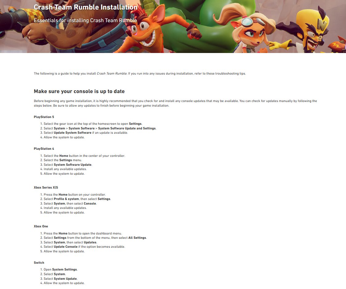 Crash Bandicoot World 🌎 on Twitter "Activision Support page has