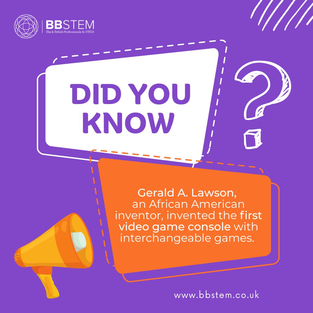 BB_STEM's tweet photo. Black Inventors - Gerald A. Lawson: Ultimate Gamer (1940-2011)
In 1970s, Lawson led a team of engineers who created the Fairchild Channel F, a groundbreaking console #GeraldALawson #BlackInventors #GamingHistory #Innovation #VideoGameRevolution #Trailblazer #FunFacts #BBSTEM https://t.co/wNSgmXGW85