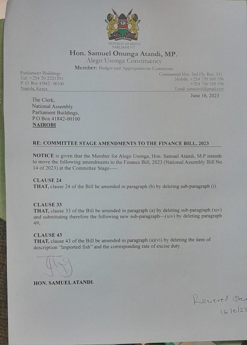 My proposed amendments to Finance Bill 2023