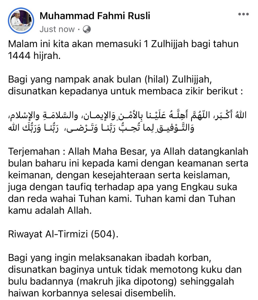 fahmirusliMFR's tweet photo. Malam ini kita akan memasuki hari-hari paling afdal dalam dunia. 10 terawal Zulhijjah.

Jemput baca dan sebarkan. https://t.co/kswi6Lnxm3