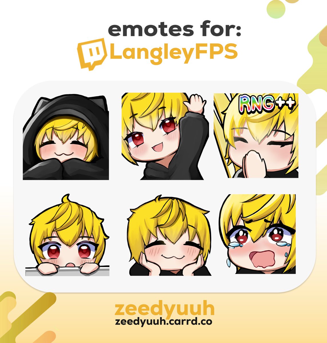 emotes for @/langleyFPS 💛
thank you for commissioning me!~ 

#emotes #twitchemotes #twitch
