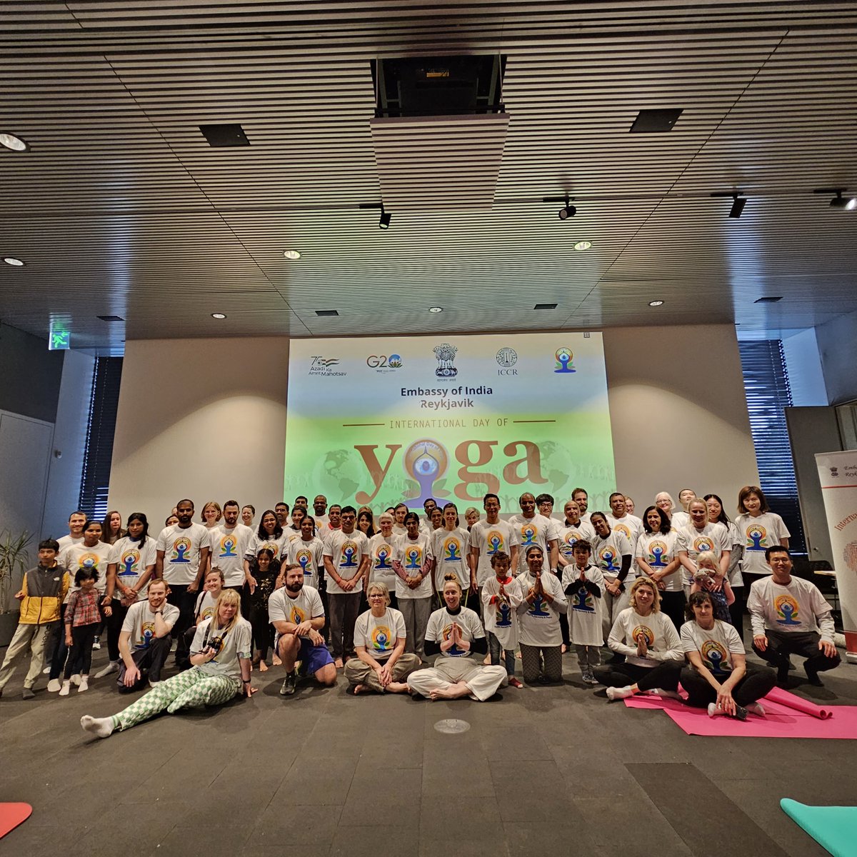 #YogaforVasudhaivaKutumbakam 

@indembreykjavik celebrated the IX #IDY2023 at Reykjavik City Hall on June 18, 2023
Despite inclement weather diplomats &amp; several yoga enthusiasts participated in Common Yoga Protocol
<a href="/IndianDiplomacy/">Indian Diplomacy</a>
<a href="/moayush/">Ministry of Ayush</a>
<a href="/iccr_hq/">ICCR</a>
<a href="/MinOfCultureGoI/">Ministry of Culture</a>
<a href="/DDNewslive/">DD News</a>