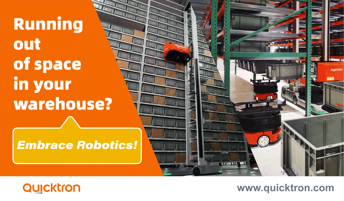 QuicktronRobots's tweet image. Running out of space in your #warehouse? You're not alone! Survey findings reveal that 43% of storage businesses globally are struggling with 𝐬𝐭𝐨𝐫𝐚𝐠𝐞 challenges.  But fret not! #QuickBin is addressing this challenge effectively. ➡️info@quicktron.com