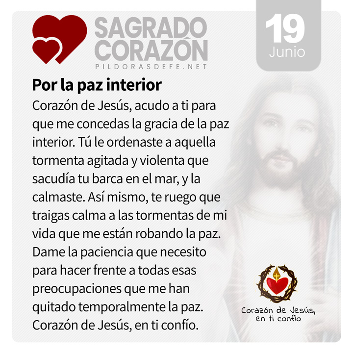 Pildorasdefe's tweet photo. Sagrado Corazón de Jesús
(Día 19 de junio) ❤️

Corazón de Jesús, acudo a ti 
para que me concedas la gracia
de la paz interior.

Junio, mes del Sagrado
Corazón de Jesús.
