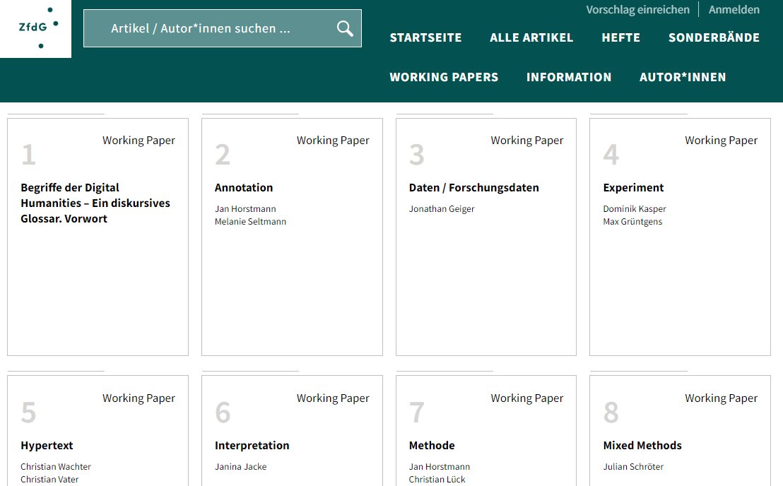 FID BBI (@fid_bbi) on Twitter photo Aufgrund der Interdiszipliniarität der digitalen Geisteswissenschaften werden Fachtermini sehr unterschiedlich verstanden und ausgelegt. Als Orientierungshilfe dient jetzt das Glossar von <a href="/DHdInfo/">DHd (@DHd@fedihum.org)</a>. Feedback ausdrücklich gewünscht!
zfdg.de/wp_2023 Aufgrund der Interdiszipliniarität der digitalen Geisteswissenschaften werden Fachtermini sehr unterschiedlich verstanden und ausgelegt. Als Orientierungshilfe dient jetzt das Glossar von <a href="/DHdInfo/">DHd (@DHd@fedihum.org)</a>. Feedback ausdrücklich gewünscht!
zfdg.de/wp_2023