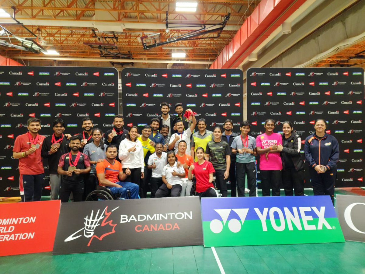 👏👏Medals Galore 🥇🥈🥉for Indian #ParaBadminton team at CANADA Para Badminton International held at Ottawa. This was the 6th tournament of the #Paris2024 Paralympics Qualification Race.

20 Medals🏆
5 Gold🥇
5 Silver🥈
10 Bronze🥉
