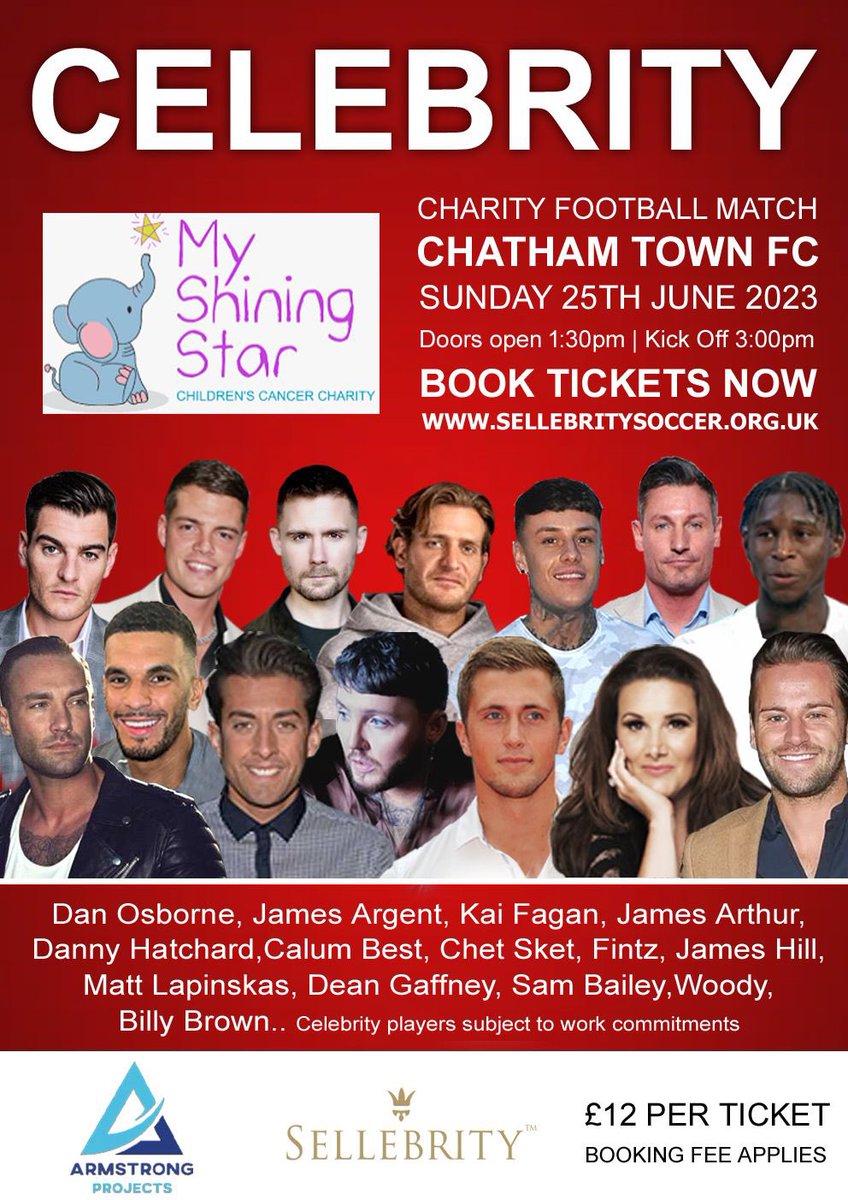 anita marinelli (@anita128) on Twitter photo Get your tickets to see <a href="/JamesArthur23/">James Arthur</a> play in our charity match this weekend for <a href="/myshiningstaruk/">My Shining Star Children’s Cancer Charity 🌟</a> ❤️❤️
#celebrityfootball #jamesarthur can’t wait!!
eventbrite.co.uk/e/celebrity-ch… Get your tickets to see <a href="/JamesArthur23/">James Arthur</a> play in our charity match this weekend for <a href="/myshiningstaruk/">My Shining Star Children’s Cancer Charity 🌟</a> ❤️❤️
#celebrityfootball #jamesarthur can’t wait!!
eventbrite.co.uk/e/celebrity-ch…