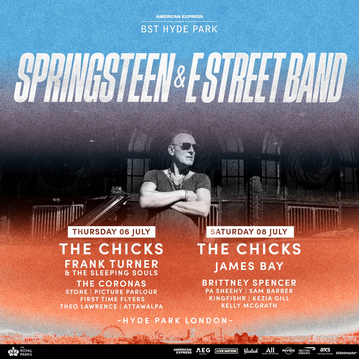 BST Hyde Park (@bsthydepark) on Twitter photo 🚨 FULL LINEUP 🚨 We're excited to announce more acts joining <a href="/springsteen/">Bruce Springsteen</a> at <a href="/BSTHydePark/">BST Hyde Park</a>!
<a href="/TheCoronas/">The Coronas</a>, <a href="/STONELIVERPOOL/">STONE</a>, <a href="/pictureparlour_/">Picture Parlour</a>, <a href="/firsttimeflyers/">FIRST TIME FLYERS</a>, <a href="/TheoLawrence/">Theo Lawrence</a>, @attawalpasongs, <a href="/BrittNicx/">Brittney Spencer</a>, <a href="/pasheehy/">Pa Sheehy</a>, Sam Barber, <a href="/KingfishrBand/">Kingfishr</a>, <a href="/Keziagillmusic/">Kezia Gill</a> & <a href="/thekellymcgrath/">Kelly McGrath Music</a> 🤘 🚨 FULL LINEUP 🚨 We're excited to announce more acts joining <a href="/springsteen/">Bruce Springsteen</a> at <a href="/BSTHydePark/">BST Hyde Park</a>!
<a href="/TheCoronas/">The Coronas</a>, <a href="/STONELIVERPOOL/">STONE</a>, <a href="/pictureparlour_/">Picture Parlour</a>, <a href="/firsttimeflyers/">FIRST TIME FLYERS</a>, <a href="/TheoLawrence/">Theo Lawrence</a>, @attawalpasongs, <a href="/BrittNicx/">Brittney Spencer</a>, <a href="/pasheehy/">Pa Sheehy</a>, Sam Barber, <a href="/KingfishrBand/">Kingfishr</a>, <a href="/Keziagillmusic/">Kezia Gill</a> & <a href="/thekellymcgrath/">Kelly McGrath Music</a> 🤘