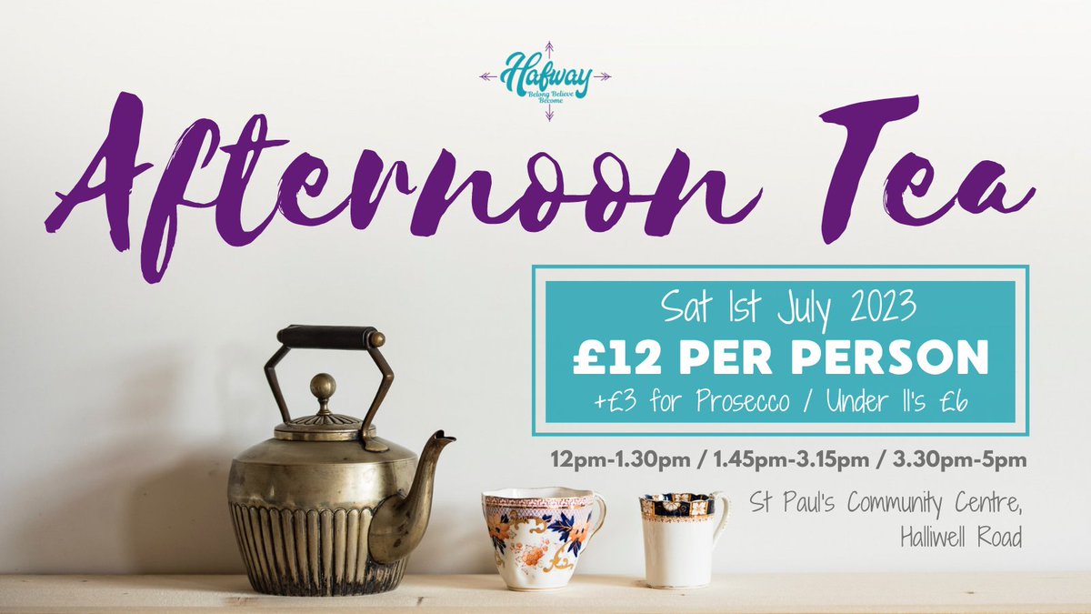 Bookings are now open for this fantastic Afternoon Tea! It's a brilliant afternoon tea, unlimited tea and coffee, sandwiches, cakes and scones, and it's for a great cause too @hafway1
Please email Esther@hafway.org  #afternoontea #werecommend #bolton #fundraising #youthclub