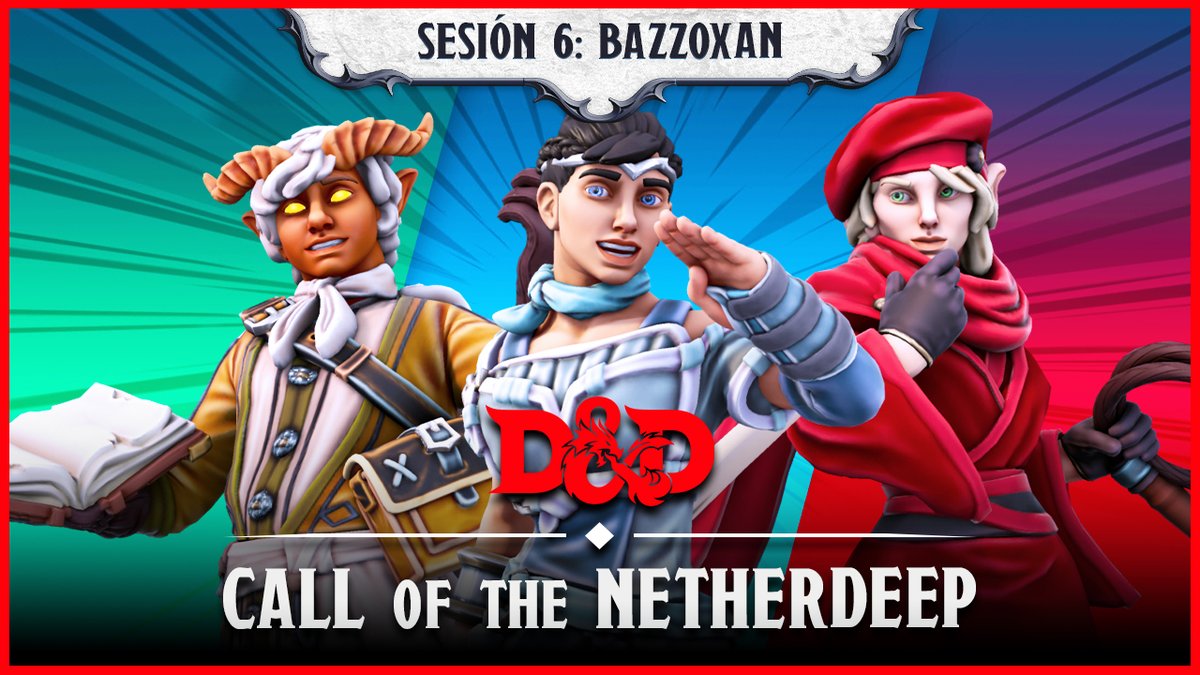 NochedeTaberna's tweet photo. 🎲¡La Sesión 6 de los #NavegantesdelaTormenta ya está en HD en Youtube!❤️

Si os perdisteis la partida de ayer en directo, pasad a ver a los aventureros enfrentarse a las duras codiciones de la ciudad de Bazzoxan.

💜Link: https://t.co/0B2PCK3yDB

#dungeonsanddragons #Netherdeep https://t.co/rqVtQ7CkrM