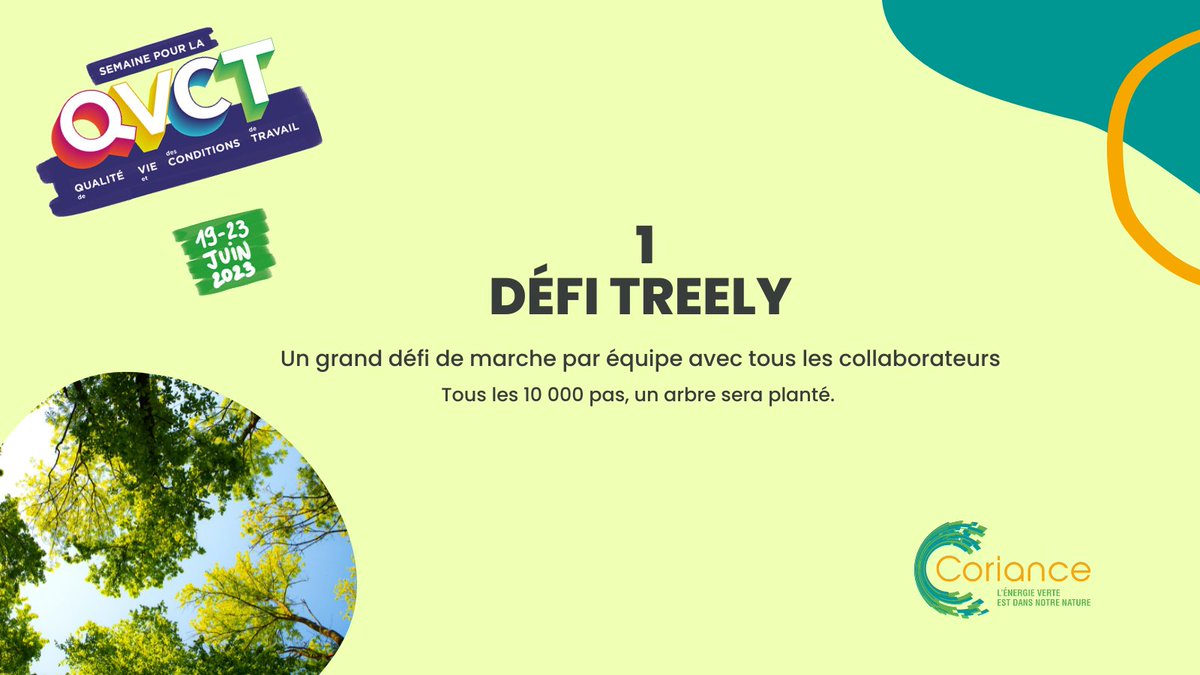 Groupe_Coriance's tweet image. 🌳 Depuis le 15 juin, nos équipes relèvent le défi Treely !🌱Un arbre est planté tous les 10 000 pas. L’objectif de cette action est de fédérer les équipes et de les sensibiliser aux bienfaits de la marche à pied pour la santé. Défi réalisé dans le cadre de la semaine de la #QVT