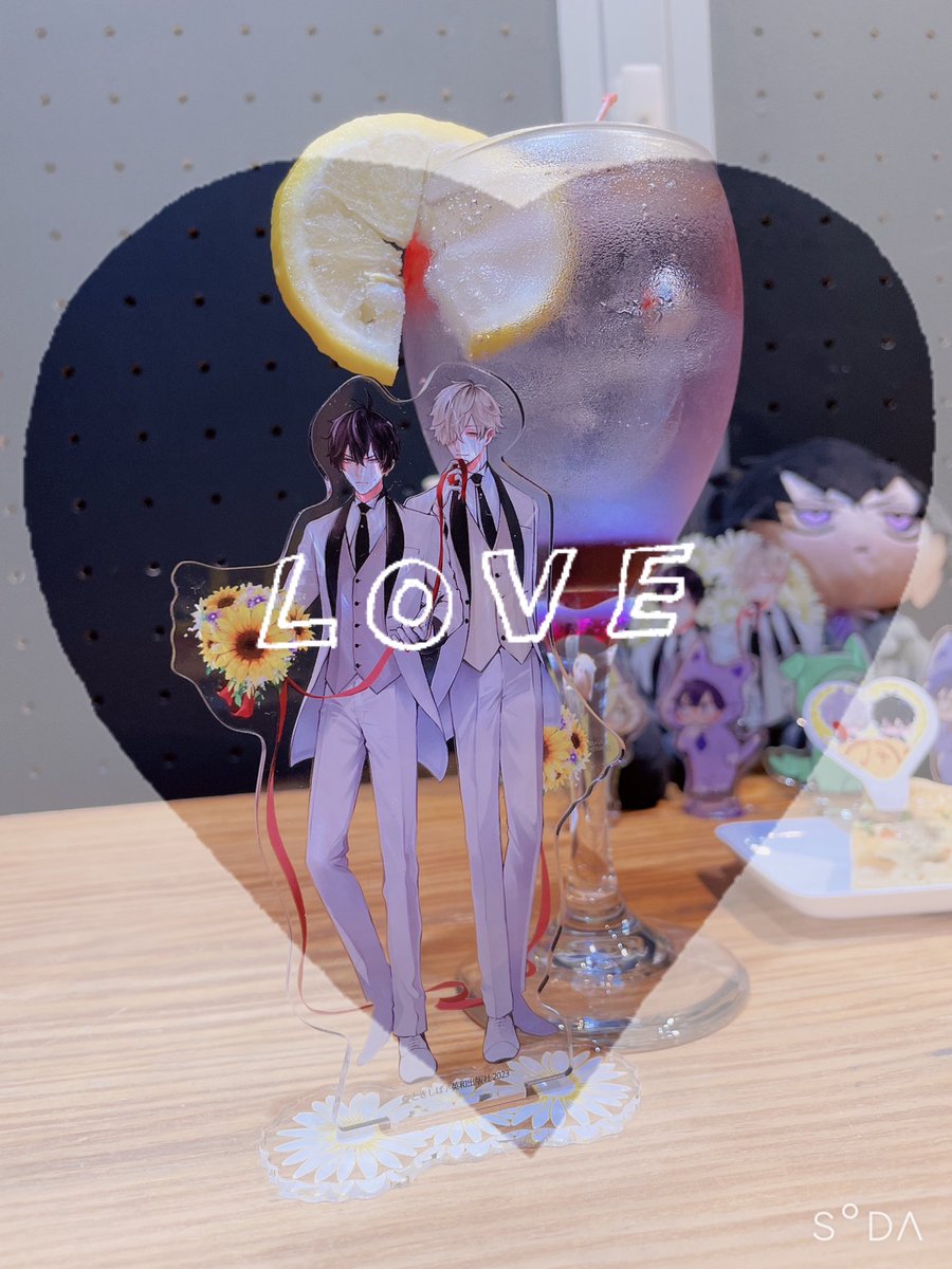 character doll food black hair purple eyes drinking glass fruit table  illustration images