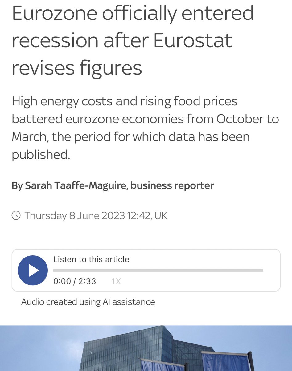 Eurozone in recession whilst they’re in EU🤣🤣🤣

High energy costs and rising food prices battered eurozone economies from October to March, the period for which data has been published.

What do Remainers blame this on?
#Brexit?