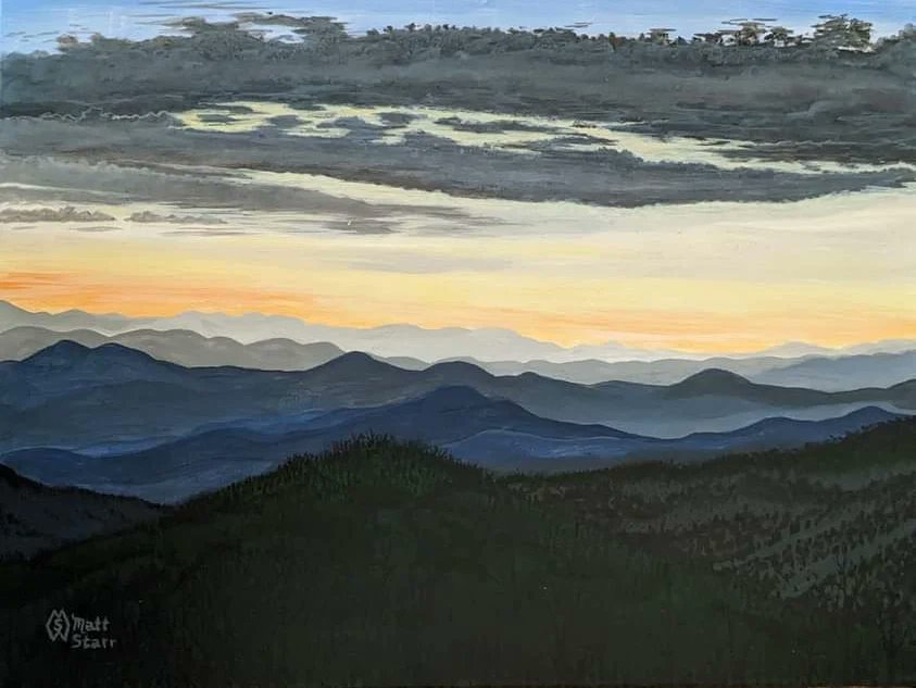 I am thrilled to share my recent 18” x 24” acrylic painting on canvas of a sunset in the Great Smoky Mountains.  society6.com/art/sunset-in-… 
#mattstarrfineart #arts #artistic #paintings #artoftheday #art #SmokyMountain #smokymountains #mountain #mountains #sunset #sundown #sunrise