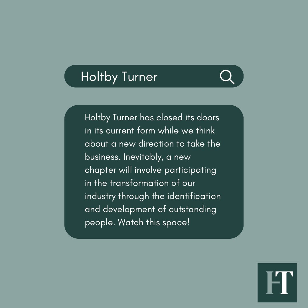 Looking for Holtby Turner? As of 30.06.23 we will be entering a new season &amp; are taking some time to think about how we might evolve. Our successful operations may have been paused for now but that won't stop us thinking how we can refine offerings &amp; emerge to serve again #Evolve