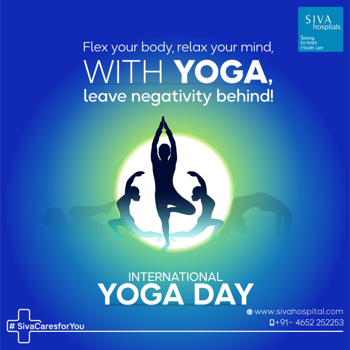 Yoga is the key that unlocks all physical and mental problems.

#sivahospital #healthylife #hospitality #wellbeing #positivity #surgerysuccess #besttreatment #InternationalYogaDay