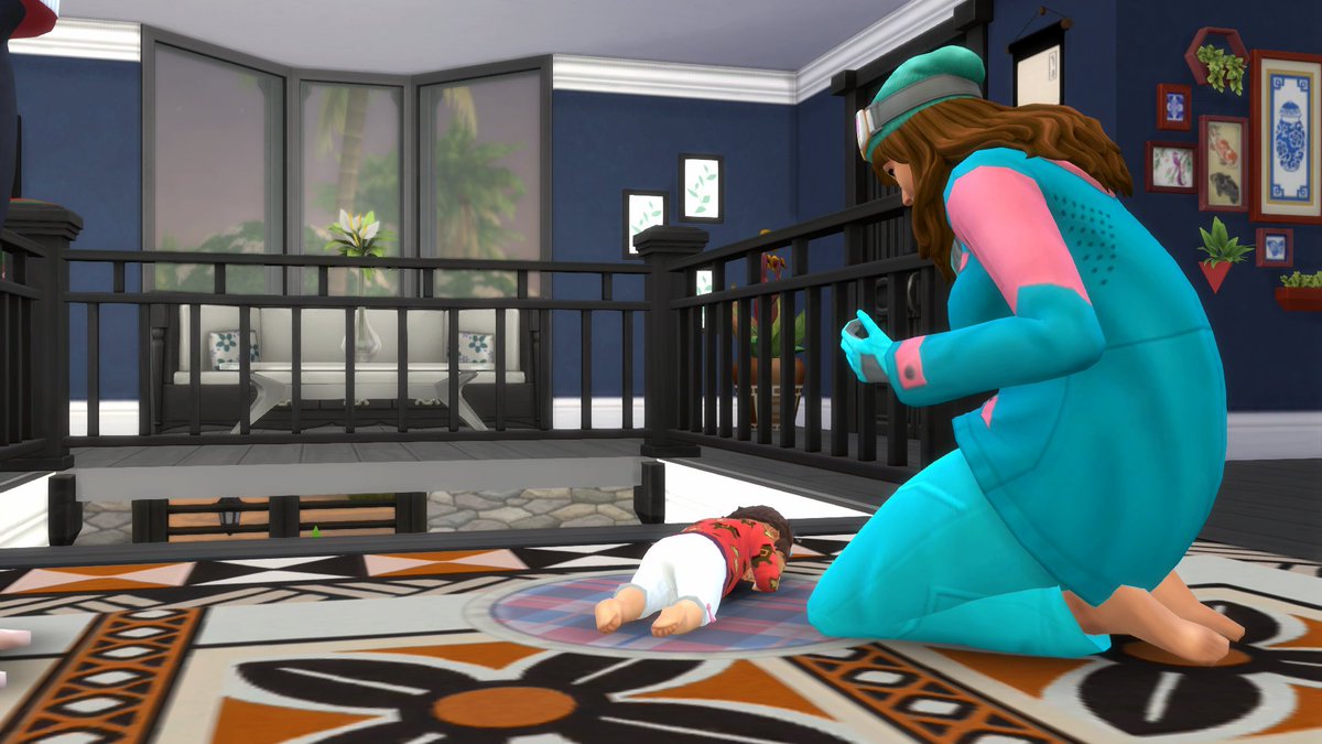 Yes, Leila, do tummy time at the top of the stairs! 100% top parenting #TheSims4