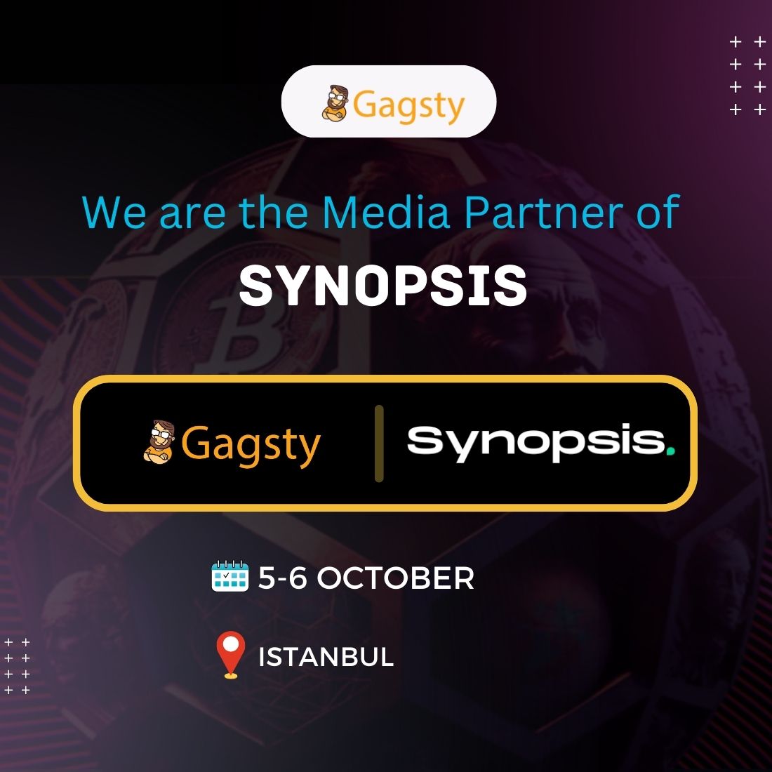 We are delighted to be the Media Partner of Synopsis.

@SynopsisEvents

Join the summit: synopsis.events

#Gagsty #MediaPartner #mediapartnership #Synopsis #web3 #internationalsummit #blockchain #metaverse #GameFi #NFT #cryptography