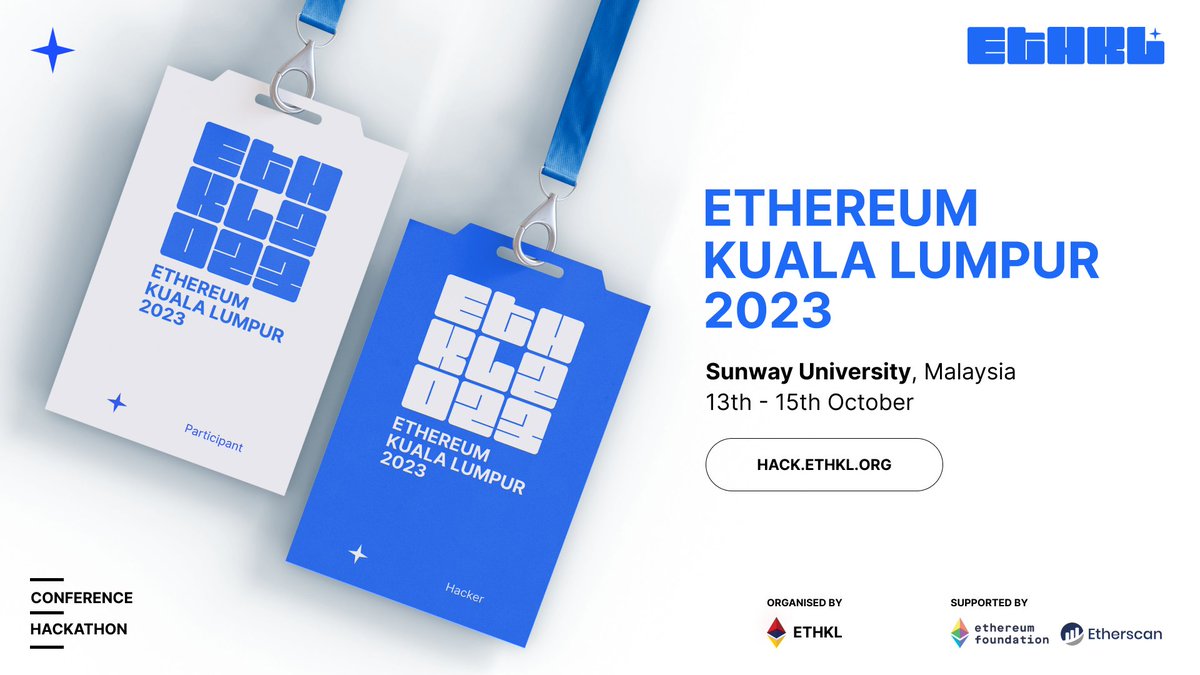 ETHKL | ethkl.eth (@ethkl1) on Twitter photo 📢 Ethereum Kuala Lumpur 2023
Bringing the international Ethereum community to Malaysia with a conference and hackathon 🇲🇾🥳️
📅 October 13-15, 2023
📍 Sunway University, Malaysia
Supported by <a href="/EF_ESP/">EF Ecosystem Support Program</a> and <a href="/etherscan/">etherscan.eth</a> 📢 Ethereum Kuala Lumpur 2023
Bringing the international Ethereum community to Malaysia with a conference and hackathon 🇲🇾🥳️
📅 October 13-15, 2023
📍 Sunway University, Malaysia
Supported by <a href="/EF_ESP/">EF Ecosystem Support Program</a> and <a href="/etherscan/">etherscan.eth</a>