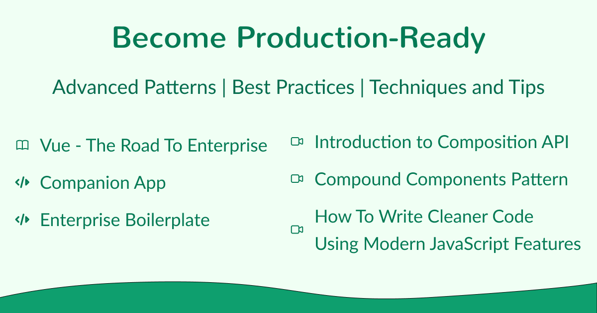 Become Production-Ready with @vuejs 2 & 3 by mastering advanced patterns and best practices with Vue - The Road To Enterprise, including Companion App, Enterprise Boilerplate and 3 videos.

bit.ly/3e8BTwu

#vue #javascript #webdev #100daysofcode #codenewbie