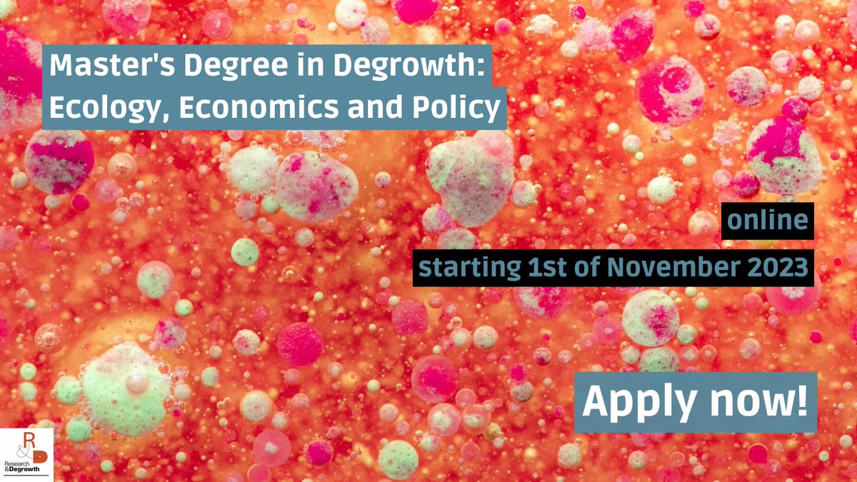 Applications for the master's degree in Degrowth : Ecology, Economics and Policy by @R_Degrowth & @UABBarcelona are open!
master.degrowth.org
My insights as a current student: linkedin.com/posts/nathalie… #degrowth #education #politicalecology #sustainability  #globaljustice